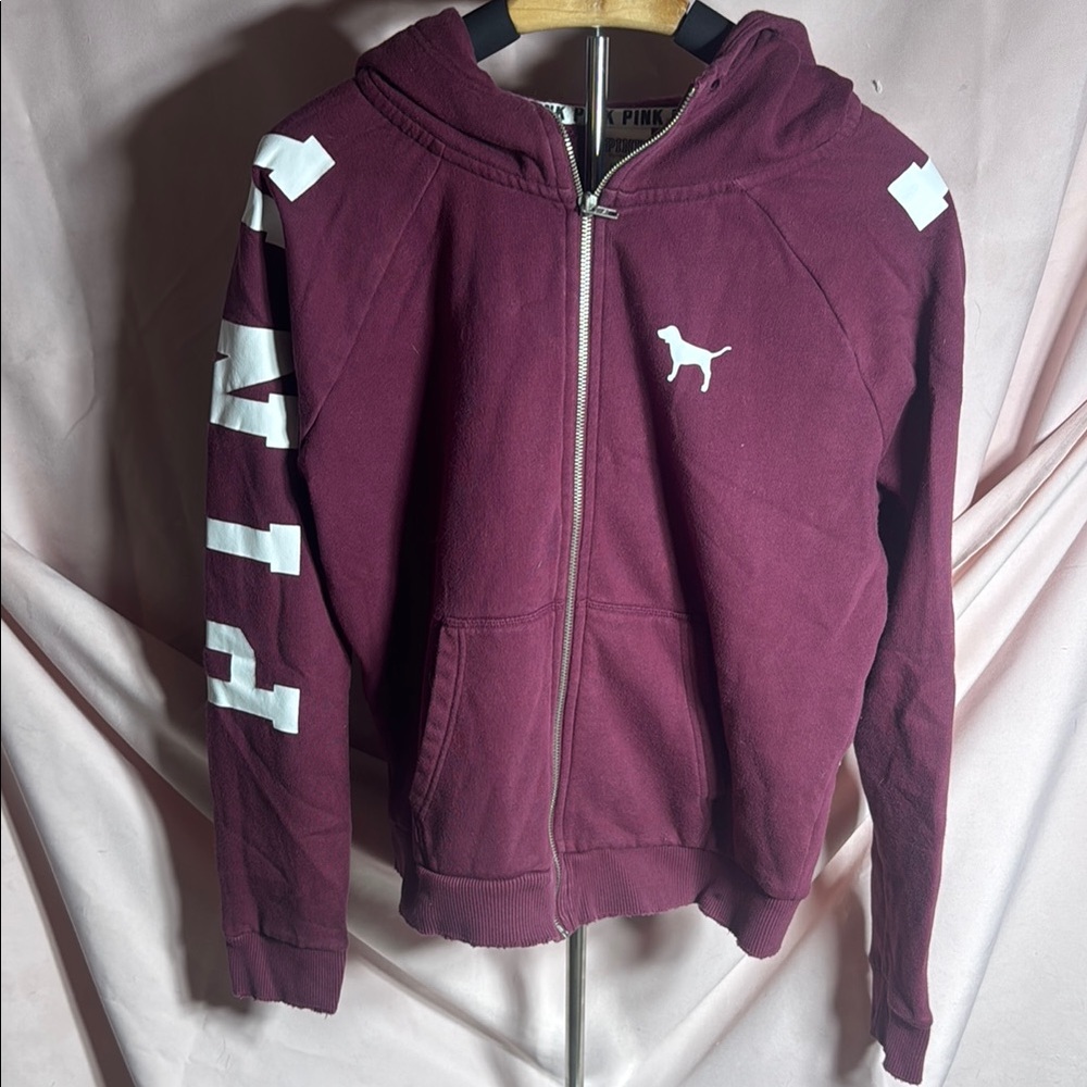 PINK Victoria's Secret Red Zip-Up Hoodie Jacket